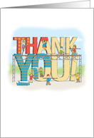 Construction Team Building a Big Thank You card