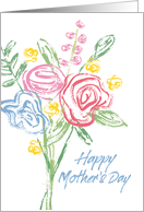 Mothers Day Flowers Sketchy Brush Style card