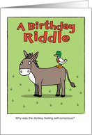Funny Birthday Donkey and Duck Pun card