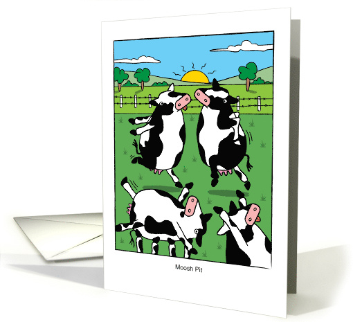 Funny Birthday Cows Dancing Mosh Pit Pun card (1676414)