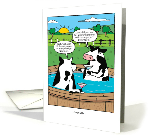 Funny Birthday Cows Hot Tub and Cocktails Pun card (1676416)