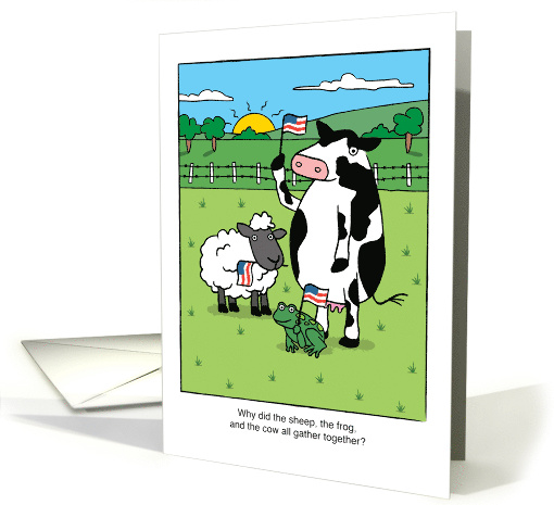 Funny Memorial Day Cow Sheep and Frog Pun card (1676418)