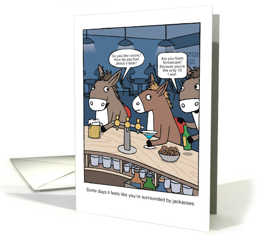 Funny Birthday Donkeys in a Bar Pick Up Lines card (1676420)