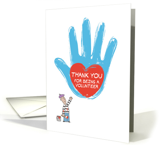Business Thank You for Being a Volunteer Heart in Hand Painting card