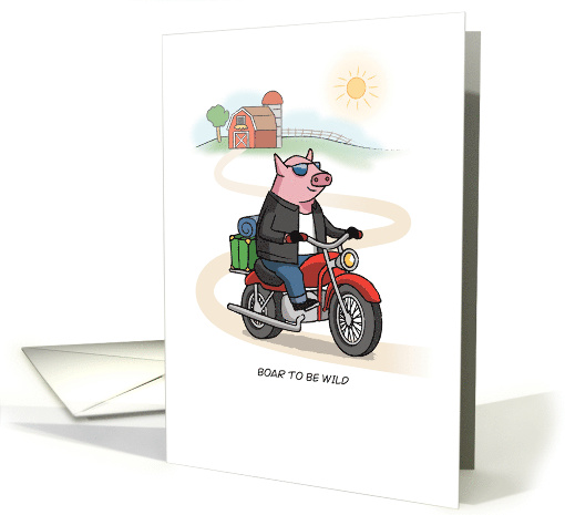 Congratulations Moving Out On Your Own Pig On Bike Pun card (1684764)