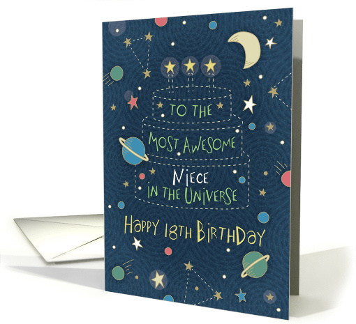 18th Birthday Niece Universe Cake card (1685220)
