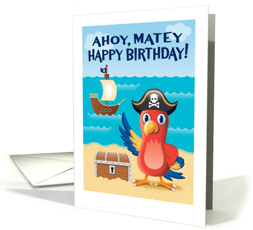 Birthday Pirate Theme Parrot Treasure Chest card (1689144)