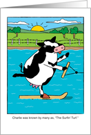 Cow Water Skiing Pun Happy Labor Day card