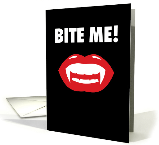 Bite Me Vampire Teeth Humorous Halloween card (1690936)