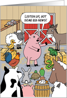 Big News Announcement Cute Farm Animals in Barn card