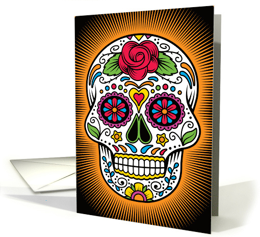 Decorative Mexican Calavera Sugar Skull Flowers card (1705240)