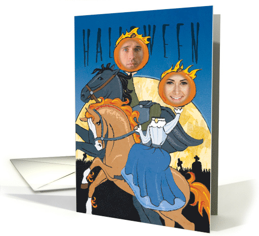Headless Horseman and Horsewoman Halloween Photo card (1726834)