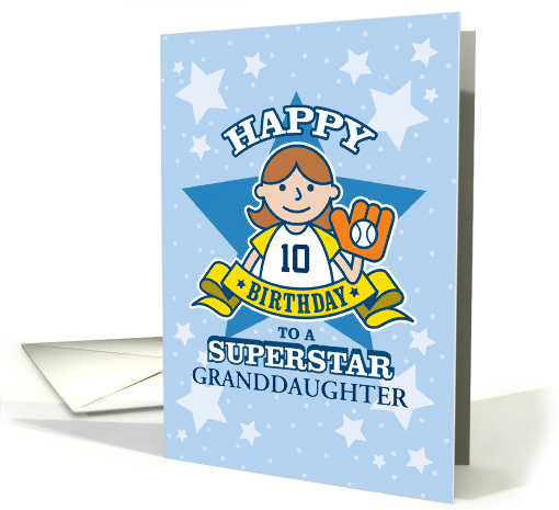 10th Birthday Granddaughter Softball Customize Age and Relation card