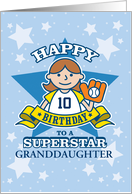 10th Birthday Granddaughter Softball Customize Age and Relation card