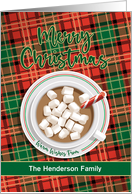 Customize Name Merry Christmas Hot Cocoa Candy Cane card