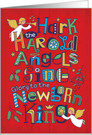 Hark the Harold Merry Christmas Angels Holly Hand Lettering card
