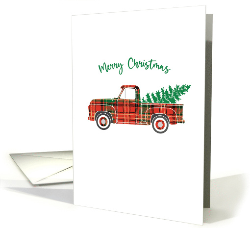 Classic Flannel Pickup Truck Hauling Christmas Tree card (1813374)