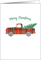 Classic Flannel Pickup Truck Hauling Christmas Tree card