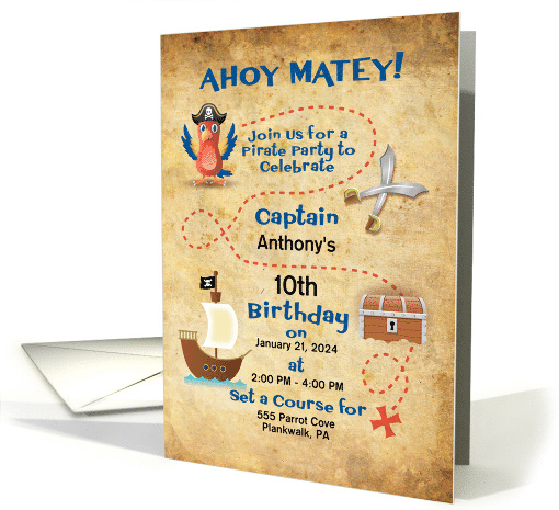Pirate Theme Birthday Invitation Customizable card (1819514)