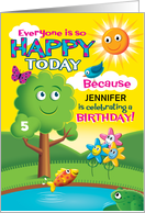 Birthday Happy Land Customizable Name and Age card