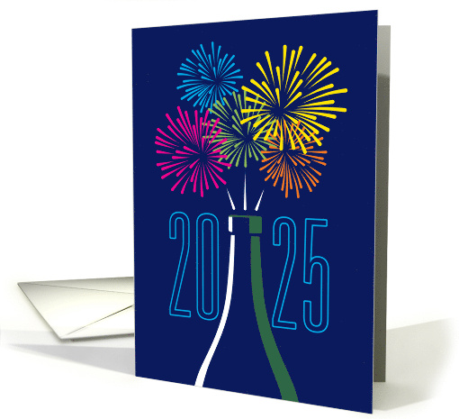 New Years Champagne Bottle Fireworks 2025 card (1821386)