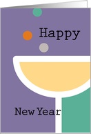 New Years Champagne Glass and Bubbles card