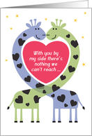 Valentines Day Two Giraffes Forming a Heart card