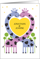 Wedding Anniversary 2 Giraffes Forming Heart Customize Any Name card