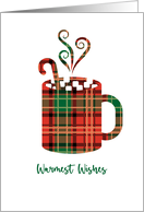 Christmas Plaid Hot Chocolate Marshmallows Warmest Wishes card