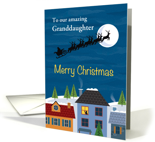 Christmas Santa Reindeer Sleigh Rooftops Customize Relation card
