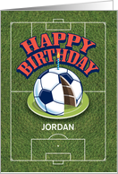 Birthday Soccer Cake on Field Customize Name card