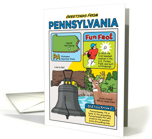Greetings From Pennsylvania Fun Facts Nickname Symbol... (1873632)