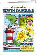 Greetings From South Carolina Symbols Fun Facts Nickname and Capitol Blank Inside card