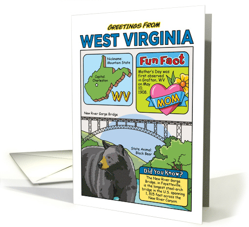 Greetings From West Virginia Symbols Fun Facts Nickname... (1873686)