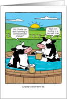 Birthday 2 Cows in Hot Tub Climate Change Joke card