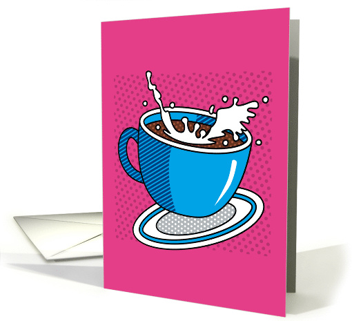 Pop Art Blue Coffee Cup on Magenta Blank Inside card (1928770)