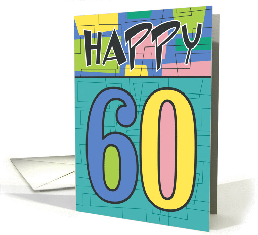 Happy 60th Birthday, Colorful retro design card (946212)