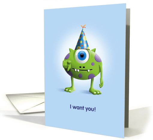 Cute Party Monster Character Humorous Birthday Invitation card