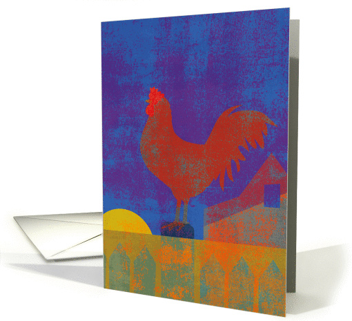 Rooster on Fence at Sunrise Thinking of You card (946290)
