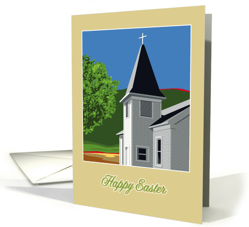 Landscape with Hills, Church and Cross Easter card (946335)