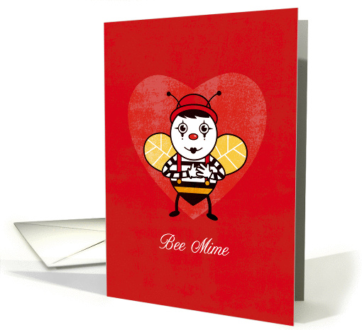 Cute Bee Mime Character Humorous Valentine's Day card (946390)