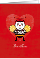 Cute Bee Mime Character Humorous Valentine’s Day card