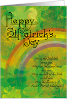 St. Patrick’s Day Poem with Clovers and Rainbow card