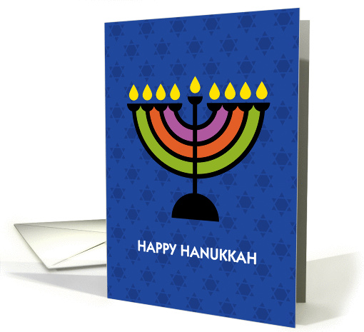Graphic Style Hanukkah Menorah over Star of David Pattern card