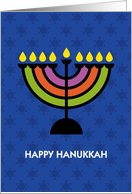 Graphic Style Hanukkah Menorah over Star of David Pattern card