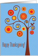 Stylized Autumn Tree and Bird Thanksgiving card