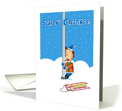 Sticking Around for Christmas, Tongue Frozen to Pole, Humor card