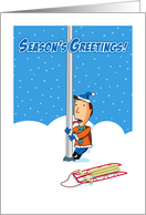 Sticking Around for Christmas, Tongue Frozen to Pole, Humor card