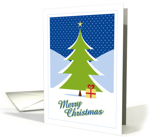 Christmas, Tree in Snow with Heart Bow Gift card (946952)