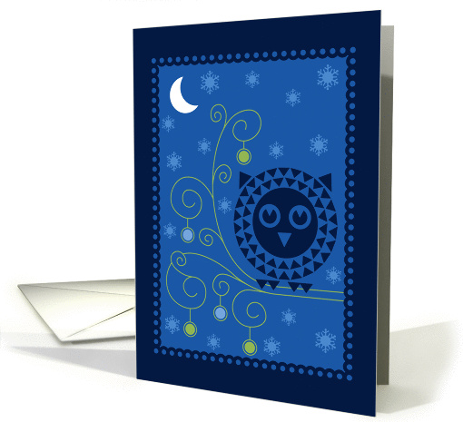 Merry Christmas, Stylized Owl with Ornaments Under Moon card (946999)